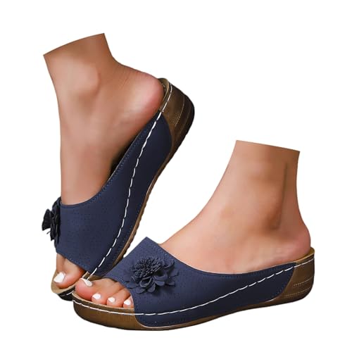 BIBOKAOKE Slipper Damen Keilsandalen Wasserdicht Loafer Rutschfest Hausschuhe Mode Stoffschuhe Leicht Trekkingschuhe Bequem Stoff Weich Laufschuhe Freizeit Schnell Trocknend Rutschfest Strandschuhe von BIBOKAOKE