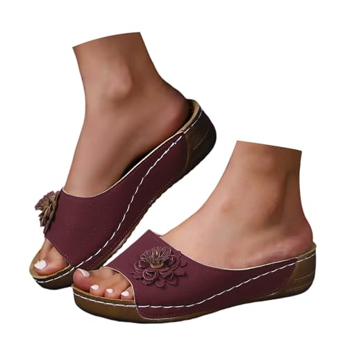 BIBOKAOKE Slipper Damen Keilsandalen Wasserdicht Loafer Rutschfest Hausschuhe Mode Stoffschuhe Leicht Trekkingschuhe Bequem Stoff Weich Laufschuhe Freizeit Schnell Trocknend Rutschfest Strandschuhe von BIBOKAOKE
