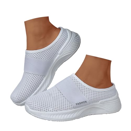 BIBOKAOKE Slipper Damen Mesh Sneaker Wasserdicht Sommerschuhe Retro Turnschuhe Elastic Laufschuhe Mode Trekkingschuhe Leicht Weite Barfuss Sportschuhe Freizeit Schnell Trocknend Hausschuhe Badeschuhe von BIBOKAOKE
