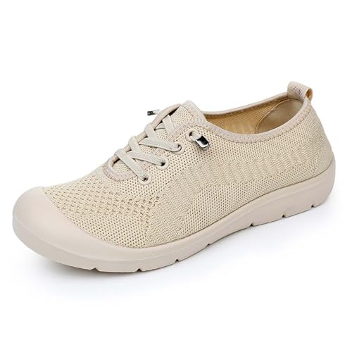 BIBOKAOKE Slipper Damen Sommer Atmungsaktiv Sneaker Mode Sportschuhe Elegant Weich Sohlen Sommerschuhe Rutschfest Strandschuhe Komfort Slip on Hausschuhe Bequem Laufschuhe Leicht Joggingschuhe von BIBOKAOKE