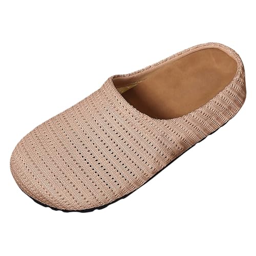 BIBOKAOKE Slipper Damen Sommer Boho Einfarbige Mesh Joggingschuhe Mode Slip on Slides Weite Freizeitschuhe Rutschfest Arbeitsschuhe Strandschuhe Elegant Schuhe Komfort Pantolette Hausschuhe von BIBOKAOKE