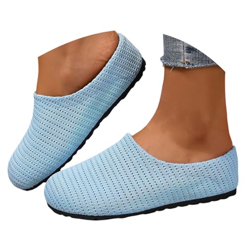 BIBOKAOKE Slipper Damen Sommer Boho Einfarbige Mesh Joggingschuhe Mode Slip on Slides Weite Freizeitschuhe Rutschfest Arbeitsschuhe Strandschuhe Elegant Schuhe Komfort Pantolette Hausschuhe von BIBOKAOKE