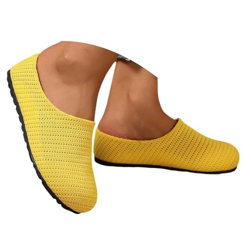 BIBOKAOKE Slipper Damen Sommer Boho Einfarbige Mesh Joggingschuhe Mode Slip on Slides Weite Freizeitschuhe Rutschfest Arbeitsschuhe Strandschuhe Elegant Schuhe Komfort Pantolette Hausschuhe von BIBOKAOKE