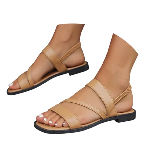 BIBOKAOKE Slipper Damen Sommer Rutschfest Flache Slipper Retro Turnschuhe Bequem Sommerschuhe Leicht Pantolette Elegant Weich Sohlen Walkingschuhe Weite Strandschuhe Wasserdicht Schlappen von BIBOKAOKE