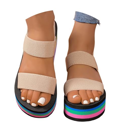 BIBOKAOKE Slipper Damen Sommer Wasserdicht Strandschuhe Mode Hausschuhe Freizeit Weich Sohlen Keilsandalen Rutschfest Slides Komfort Slip on Schuhe Bequem Pantolette Flache Joggingschuhe von BIBOKAOKE
