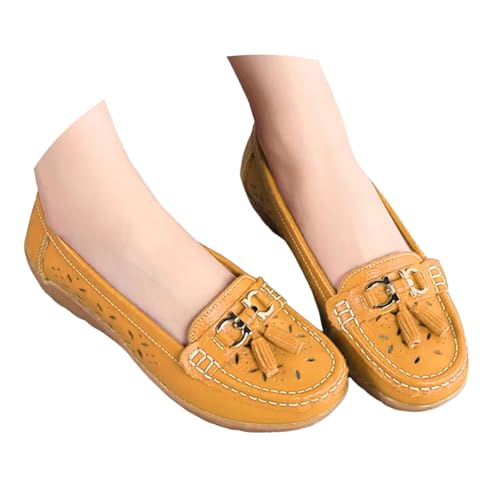 BIBOKAOKE Slipper Damen Wasserdicht Walkingschuhe Bequem Lederschuhe Leicht Joggingschuhe Einfarbige Loafers Atmungsaktiv Sandalen Orthopädische Tanzschuhe Mit Absatz Laufschuhe Sportschuhe von BIBOKAOKE