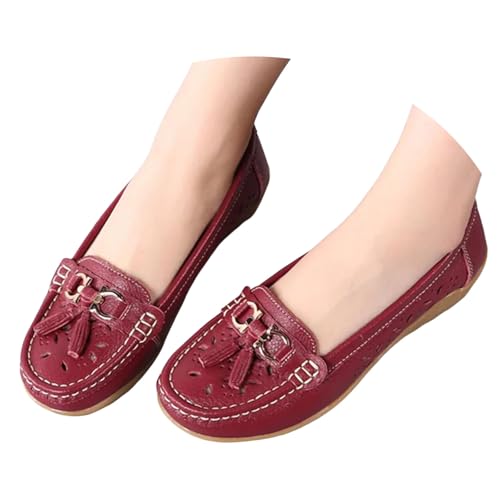 BIBOKAOKE Slipper Damen Wasserdicht Walkingschuhe Bequem Lederschuhe Leicht Joggingschuhe Einfarbige Loafers Atmungsaktiv Sandalen Orthopädische Tanzschuhe Mit Absatz Laufschuhe Sportschuhe von BIBOKAOKE