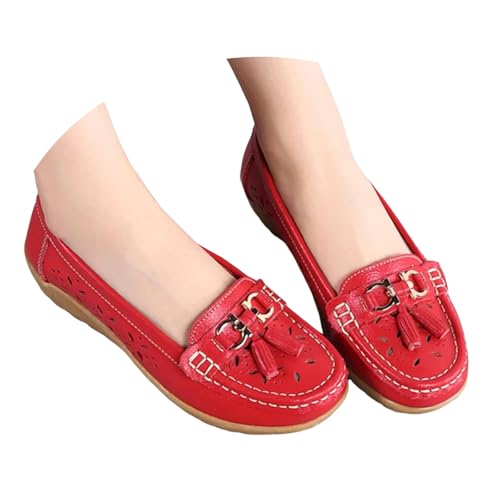 BIBOKAOKE Slipper Damen Wasserdicht Walkingschuhe Bequem Lederschuhe Leicht Joggingschuhe Einfarbige Loafers Atmungsaktiv Sandalen Orthopädische Tanzschuhe Mit Absatz Laufschuhe Sportschuhe von BIBOKAOKE