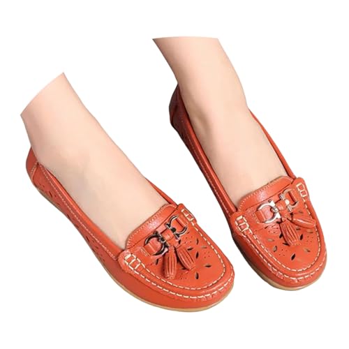 BIBOKAOKE Slipper Damen Wasserdicht Walkingschuhe Bequem Lederschuhe Leicht Joggingschuhe Einfarbige Loafers Atmungsaktiv Sandalen Orthopädische Tanzschuhe Mit Absatz Laufschuhe Sportschuhe von BIBOKAOKE