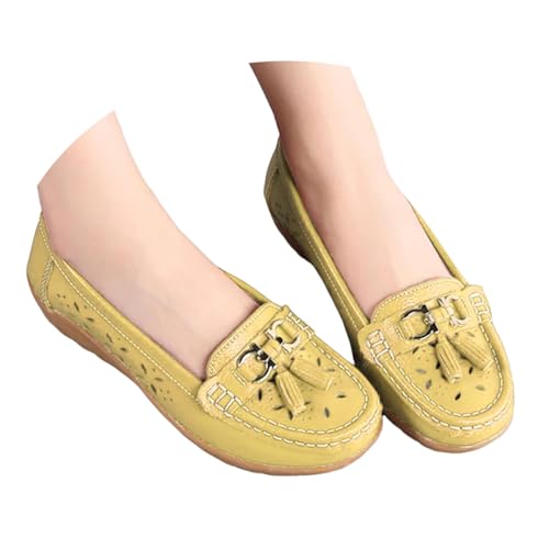 BIBOKAOKE Slipper Damen Wasserdicht Walkingschuhe Bequem Lederschuhe Leicht Joggingschuhe Einfarbige Loafers Atmungsaktiv Sandalen Orthopädische Tanzschuhe Mit Absatz Laufschuhe Sportschuhe von BIBOKAOKE