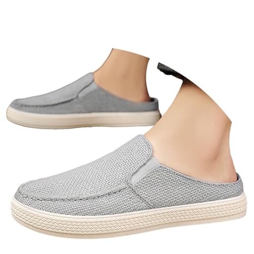 BIBOKAOKE Slipper Herren Sommer Atmungsaktiv Leinenschuhe Mode Stoffschuhe Freizeit Weich Sohlen Joggingschuhe Leicht Slides Rutschfest Slip on Hausschuhe Elegant Walkingschuhe Bequem Sportschuhe von BIBOKAOKE