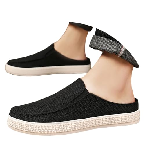 BIBOKAOKE Slipper Herren Sommer Atmungsaktiv Leinenschuhe Mode Stoffschuhe Freizeit Weich Sohlen Joggingschuhe Leicht Slides Rutschfest Slip on Hausschuhe Elegant Walkingschuhe Bequem Sportschuhe von BIBOKAOKE