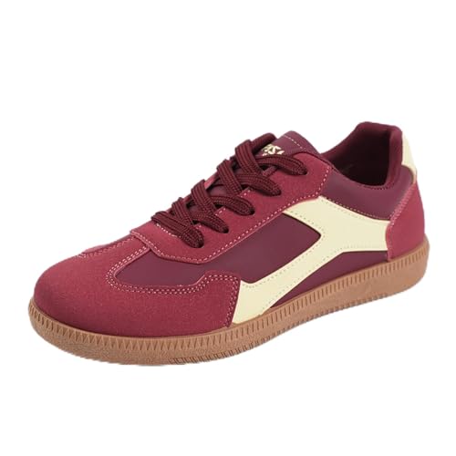 BIBOKAOKE Sneaker Damen Farbblock Walking Laufschuhe bequem leicht atmungsaktiv Outdoor Schnürschuhe lässig Workout Freizeitschuhe Warm Flach Turnschuhe von BIBOKAOKE