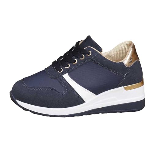 BIBOKAOKE Sneaker Damen Flache leichte Arbeitsschuhe sportliche atmungsaktive weicher Sohle Farbblock Oversize Freizeitschuhe Bequem Walkingschuhe von BIBOKAOKE