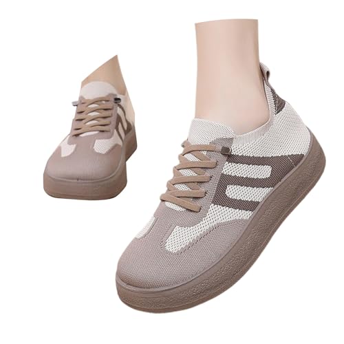 BIBOKAOKE Sneaker Damen Gewebte Mesh Joggingschuhe Retro Walkingschuhe Leicht Weich Sohlen Laufschuhe Elegant Arbeitsschuhe Weite Slip on Slides Freizeit Hausschuhe Komfort Sportschuhe von BIBOKAOKE