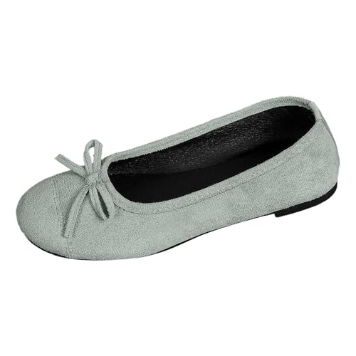 BIBOKAOKE Sneaker Damen Komfort Walking lässige Mode Ballet Flach Verschluss Bows Einfarbig Slip On Flache Schuhe von BIBOKAOKE