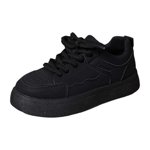 BIBOKAOKE Sneaker Damen Leder Laufschuhe Stilvoll Turnschuhe Einfarbige Weiche Sohle Leicht Freizeitschuhe Atmungsaktives Lässige All-Match Sportschuhe Flache Schuhe von BIBOKAOKE