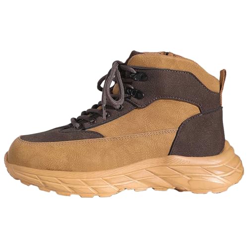 BIBOKAOKE Sneaker Damen Plateau Leder Farbblock Chunky Leinwand High Top Freizeit Keilabsatz Komfort Lässig Laufschuhe Schnürschuhe All-Match Sportschuhe von BIBOKAOKE