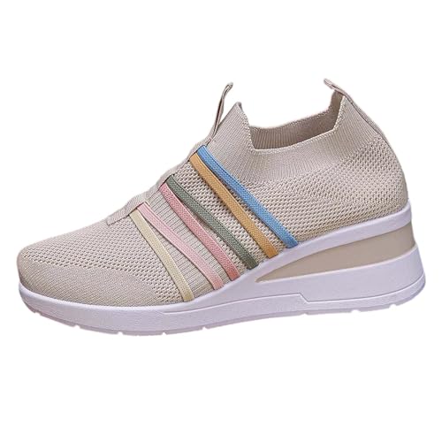 BIBOKAOKE Sneaker Damen Retro Style Freizeit Elegant Atmungsaktive Freizeitschuhe Vintage Zipper Knöchel Lederschuhe Outdoor Sportschuhe Mesh Turnschuhe Slip On von BIBOKAOKE