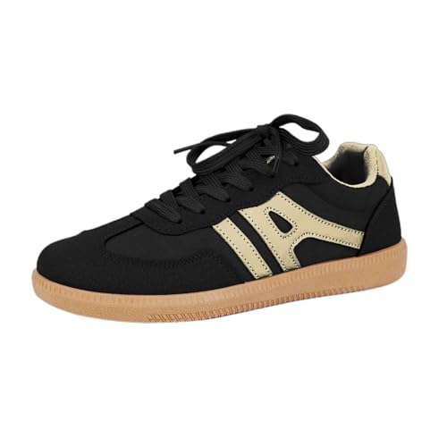 BIBOKAOKE Sneaker Damen lässig Farbblock Walking Laufschuhe bequem leicht atmungsaktiv Outdoor Schnürschuhe vielseitige Workout Freizeitschuhe Flach Turnschuhe von BIBOKAOKE