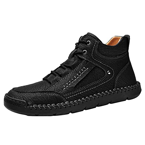 BIBOKAOKE Sneaker Herren Weiß Hoch Bergschuhe Wanderschuhe rutschfest Leichtathletikschuhe Bootsschuhe Leichte Sommerschuhe Atmungsaktive Handballschuhe Skateschuhe Ultraleicht (202309033-Black, 42) von BIBOKAOKE