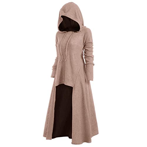 BIBOKAOKE Steampunk Gothic Hoodie Damen Langarm Vintage Retro Mittelalter Kleid mit Kapuze Frauen Lange Ärmel Cosplay Kostüme Halloween Party Große Größen Sweatshirt Kapuzenpullover von BIBOKAOKE