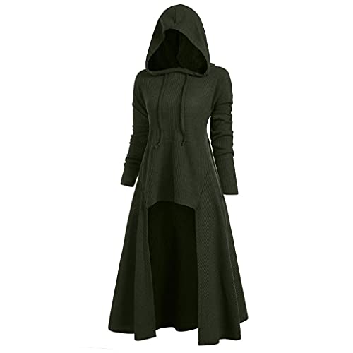 BIBOKAOKE Steampunk Gothic Hoodie Damen Langarm Vintage Retro Mittelalter Kleid mit Kapuze Frauen Lange Ärmel Cosplay Kostüme Halloween Party Große Größen Sweatshirt Kapuzenpullover von BIBOKAOKE