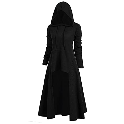 BIBOKAOKE Steampunk Gothic Hoodie Damen Langarm Vintage Retro Mittelalter Kleid mit Kapuze Frauen Lange Ärmel Cosplay Kostüme Halloween Party Große Größen Sweatshirt Kapuzenpullover von BIBOKAOKE