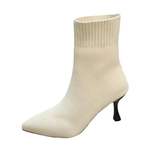 BIBOKAOKE Stiefel Damen Spitzer Einfarbig Absatz Elegant klobiger Absatz Bequeme Outdoor Warm Winter Stiefeletten von BIBOKAOKE
