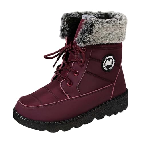 BIBOKAOKE Stiefel Damen Winterstiefel Wasserdicht Warm gefütterte Schneestiefel Winterschuhe Kurzschaft Boots Schuhe von BIBOKAOKE