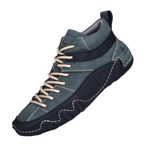 BIBOKAOKE Stiefel Herren Leder Mode Stiefeletten Atmungsaktiv Sportschuhe Weite Stoff Weich Lederschuhe Bequem Hausschuhe Wasserdicht Schnell Trocknend Winterschuhe Einfachheit Turnschuhe von BIBOKAOKE