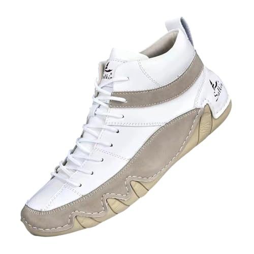 BIBOKAOKE Stiefel Herren Leder Mode Stiefeletten Atmungsaktiv Sportschuhe Weite Stoff Weich Lederschuhe Bequem Hausschuhe Wasserdicht Schnell Trocknend Winterschuhe Einfachheit Turnschuhe von BIBOKAOKE