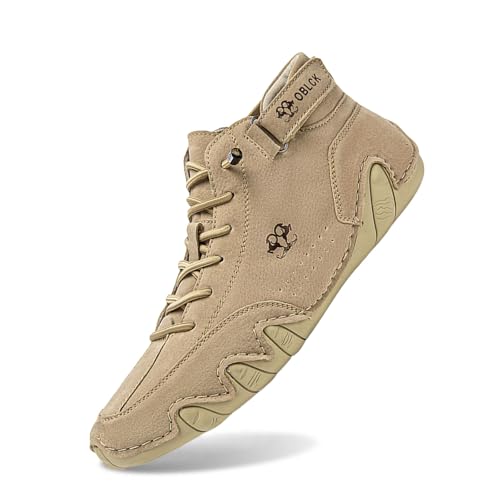 BIBOKAOKE Stiefel Herren Leder Sommer Atmungsaktiv Joggingschuhe Retro Schuhe Leicht Weich Sohlen Sportschuhe Rutschfest Slip on Laufschuhe Wasserdicht Strandschuhe Weite Strandschuhe von BIBOKAOKE
