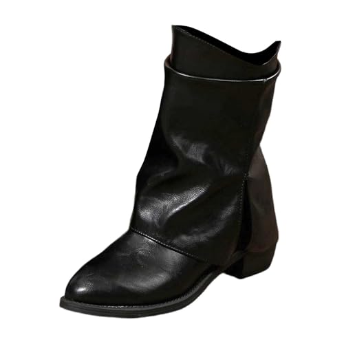 BIBOKAOKE Stiefeletten Damen Damenstiefel Mode Casual Stiefel Lässig Spitzer Zehenpartie Halbhoch Boots Bequeme Wasserdic Winter von BIBOKAOKE