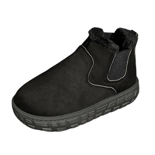 BIBOKAOKE Stiefeletten Damen Flache Bequem Warm Gefüttert Schneestiefel Leicht Outdoor Stiefele Winter Einfarbig von BIBOKAOKE