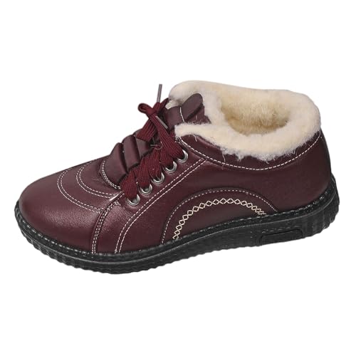 BIBOKAOKE Stiefeletten Damen Plüsch Cowboystiefel Rutschfest Schneestiefel Flacher Absatz Winterstiefel weiche Sohle Schlupfschuhe Arbeitsstiefel Cozy Weicher von BIBOKAOKE