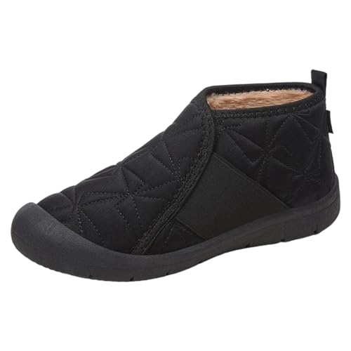 BIBOKAOKE Stiefeletten Damen Warme Plüsch Winterboots Stiefel Breitem Schaft Winterstiefel Freizeit Schlupfschuhe Cozy Schneestiefel Einfarbig Outdoor/indoor von BIBOKAOKE