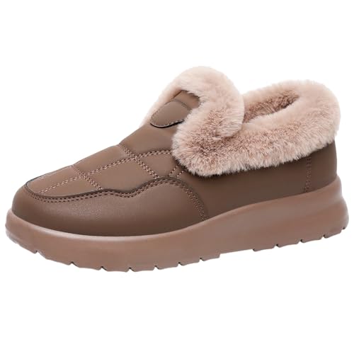 BIBOKAOKE Stiefeletten Damen Warme Winterboots Damen Stiefel Rutschfester Schlupfschuhe Halbstiefel Kurzstiefel Für Drinnen Und Draußen Lockerer Runde Zehen Hohe Schneestiefel Winter von BIBOKAOKE