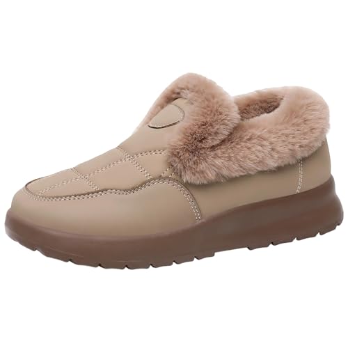 BIBOKAOKE Stiefeletten Damen Warme Winterboots Damen Stiefel Rutschfester Schlupfschuhe Halbstiefel Kurzstiefel Für Drinnen Und Draußen Lockerer Runde Zehen Hohe Schneestiefel Winter von BIBOKAOKE