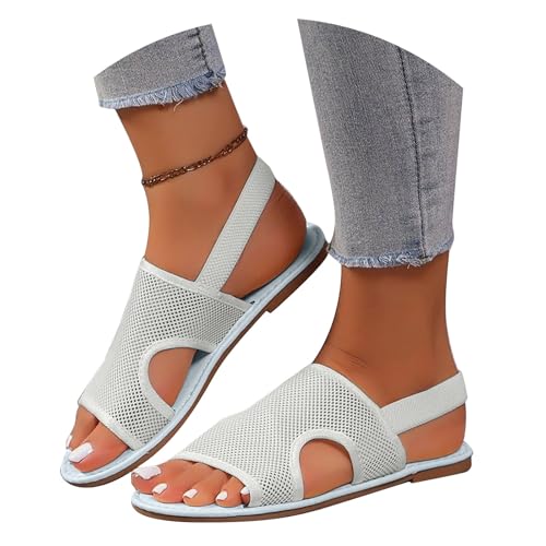 BIBOKAOKE Strandschuhe Damen Sandalen Mesh Joggingschuhe Rutschfest Sommerschuhe Lässige Freizeitschuhe Bunt Lederschuhe Freizeit Strandschuhe Einfarbige Sportschuhe Weich Sohlen Laufschuhe von BIBOKAOKE
