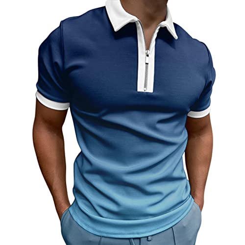 BIBOKAOKE T-Shirt Herren Poloshirt Stilvolles Bunte Kariert Bedrucktes Kurzarm Golf T-Shirt Leichte Alltag ArbeitsHemd Klassische Casual Polohemd Revers Reißverschluss Kurzarmshirt Shirts von BIBOKAOKE