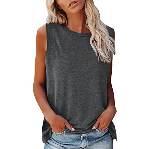 BIBOKAOKE Tank Top Damen Sport Locker Oberteile Ärmellose Weste Top Sommer Basic Tanktop Sonnenblumendruck Tshirt Rundhals Casual Sweatshirt Frauen Mädchen Crew Tees Top Beiläufige Shirts von BIBOKAOKE