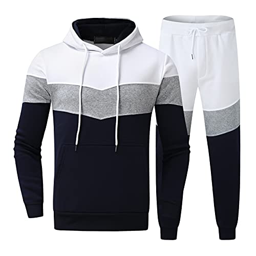 BIBOKAOKE Trainingsanzug Herren Jogginganzug Herbst Winter Kapuzenpullover Jogginghose Set Mode Colorblock Lange Sportanzug Hoodie Sweatshirt + Hose Freizeitanzug Activewear-Set Tracksuit von BIBOKAOKE