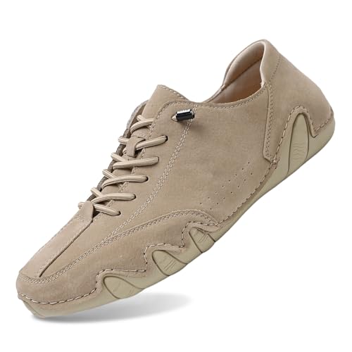 BIBOKAOKE Trekkingschuhe Herren Mode Chukka Stiefel Stiefelette Desert Boots Suede Leder Schnürstiefel Stiefeletten Männer Stiefeletten zertifiziertes Wechselfußbett Freizeitschuhe Walkingschuhe von BIBOKAOKE