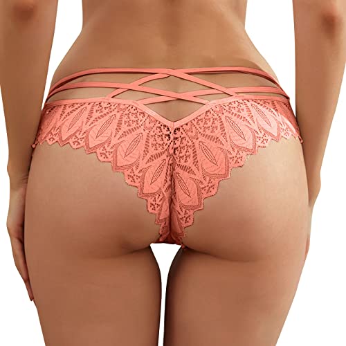 BIBOKAOKE Unterwäsche Damen Höschen Sexy Spitze Hipster Slip Weich Frauen Reizwäsche Atmungsaktiv Panties G-Strings Tangas Reizwäsche Erotic Nachtwäsche Pantys（Rosa,L） von BIBOKAOKE