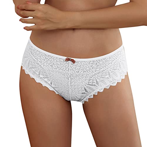 BIBOKAOKE Unterwäsche Damen Höschen Sexy Spitze Hipster Slip Weich Frauen Reizwäsche Atmungsaktiv Panties G-Strings Tangas Reizwäsche Erotic Nachtwäsche Pantys（Weiß,L） von BIBOKAOKE