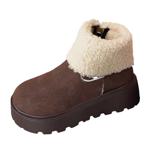 BIBOKAOKE Winterstiefel Damen Plateau Bequem Warm Gefüttert Schneestiefel Seitlicher Reißverschluss Wasserdicht Rutschfeste Plattform Stiefel Leicht Stiefeletten von BIBOKAOKE