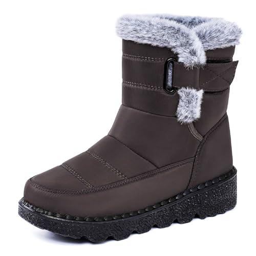 BIBOKAOKE Winterstiefel Damen Wasserdicht Warm gefütterte Schneestiefel Fashion Casual Plush Winterschuhe Winter Kurzschaft Stiefel von BIBOKAOKE