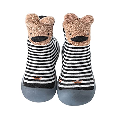 Baby Krabbelsocken Kleinkind Hausschuhe rutschfest Boden Socken Jungen Mädchen Lauflernschuhe Schlauch Babysocken Cartoon Strick Hüttenschuhe Weich Bequem Flache Schuhe Barfußschuhe (0-4Y) von BIBOKAOKE