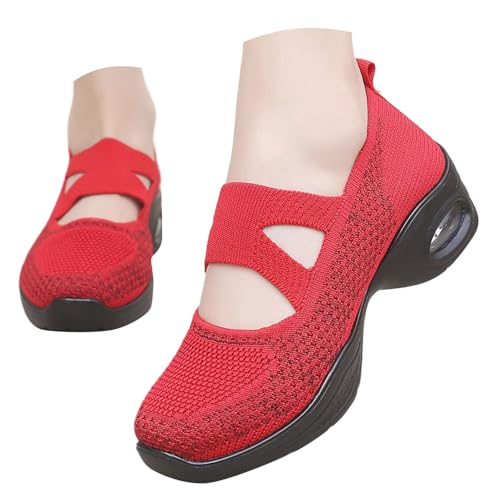 Balerinaschuhe Damen Elegant Strick-Ballerinas mit Rundkappe Flache Slip-On Schuhe Superweich Komfort Bequem für Spaziergänge Niedriger Keilabsatz Lässiger Stil Mittelalter Schuhe Tanzschuhe von BIBOKAOKE